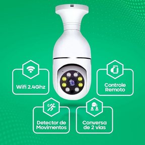 Camera Ip Inteligente - 1080P Wifi Lampada Panoramica Giratória 360° | Alpha Ecom