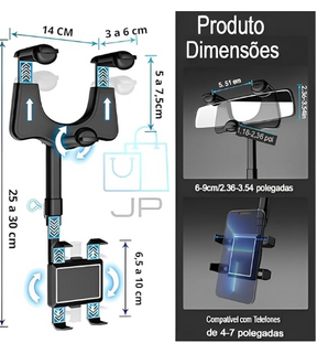 Suporte de Celular para Retrovisor - Estável e Seguro, 360° de Rotação - Compatível com Todos os Modelos de Telefones e Carros