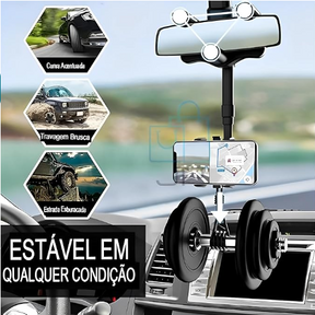 Suporte de Celular para Retrovisor - Estável e Seguro, 360° de Rotação - Compatível com Todos os Modelos de Telefones e Carros