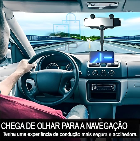 Suporte de Celular para Retrovisor - Estável e Seguro, 360° de Rotação - Compatível com Todos os Modelos de Telefones e Carros